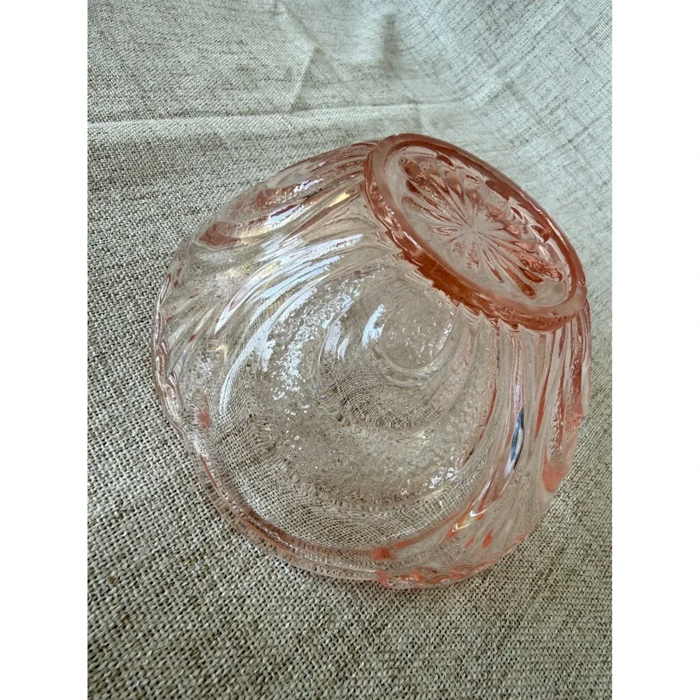 Federal Glass Pink Depression Glass Serving Bowl 6in Sharon Cabbage Rose Vintage